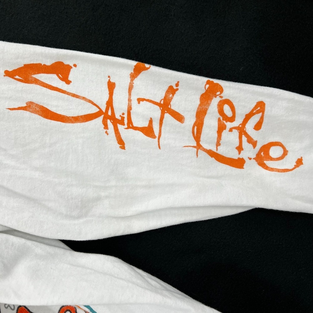 Live The Salt Life Tee Shirt Size Medium White Long Sleeve Adult Sailfish Ocean - Picture 7 of 9